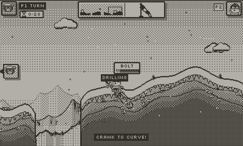 Dune's drill shot burrows into the snow under Bolt and blows a round crater in the ground.